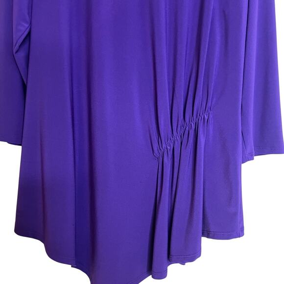 Joseph Ribkoff Womens Knit Top Size 14 Purple Asymmetrical Hem Ruched Side - Picture 3 of 6